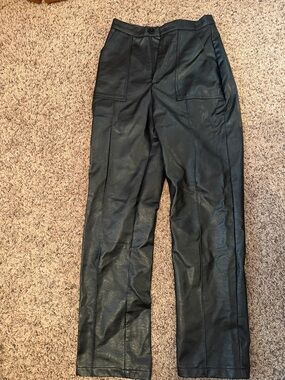 Princess Polly Black Faux Leather Straight-Leg Pants